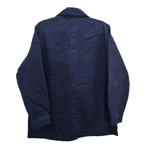 New Zenana Blue Cotton Canvas Chore Jacket Coat Size L XL Work Utility Barn - Picture 2 of 3
